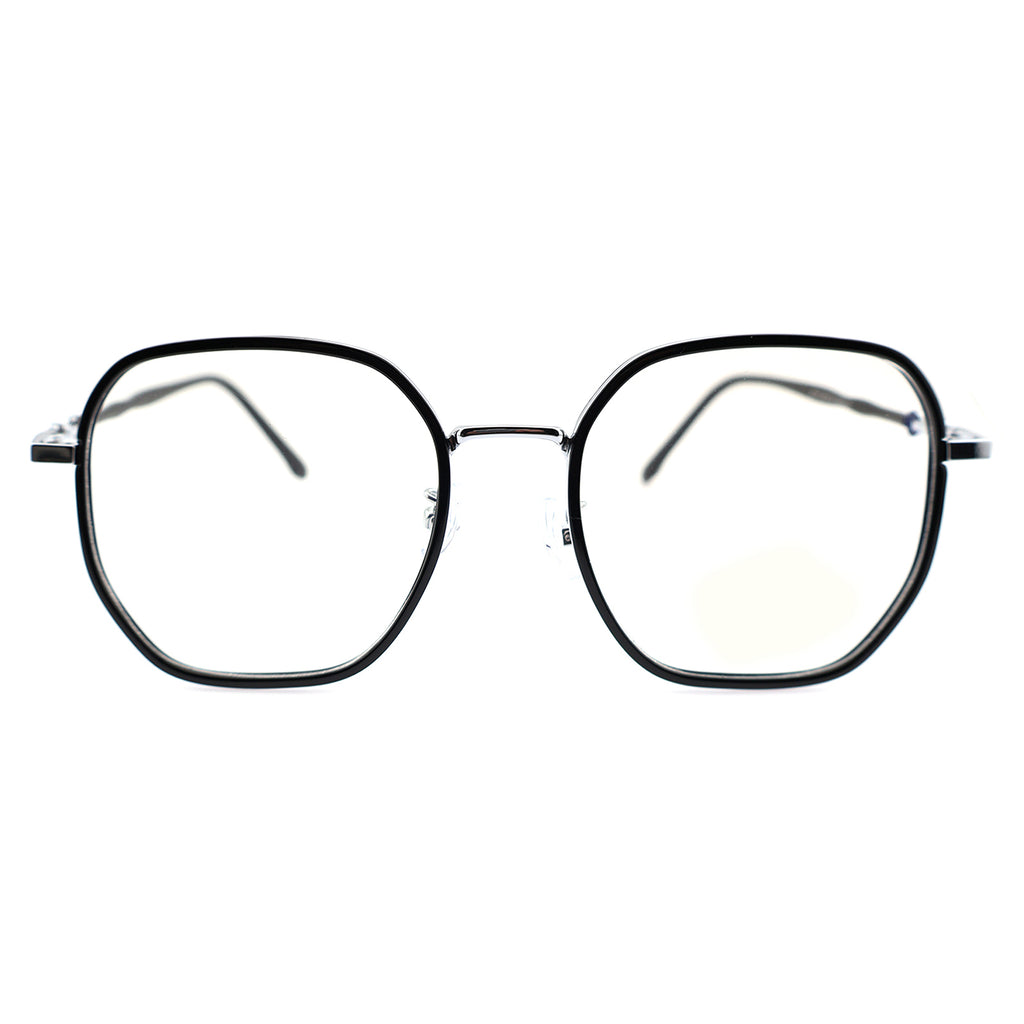Transparent Clear Square Eyeglasses with Hollow Chain Metal Temples
