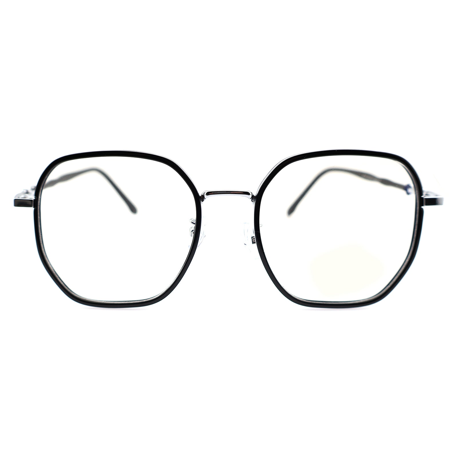 Transparent Clear Square Eyeglasses with Hollow Chain Metal Temples