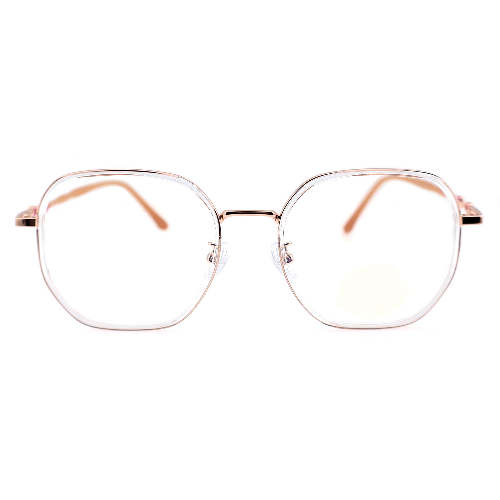 Transparent Clear Square Eyeglasses with Hollow Chain Metal Temples