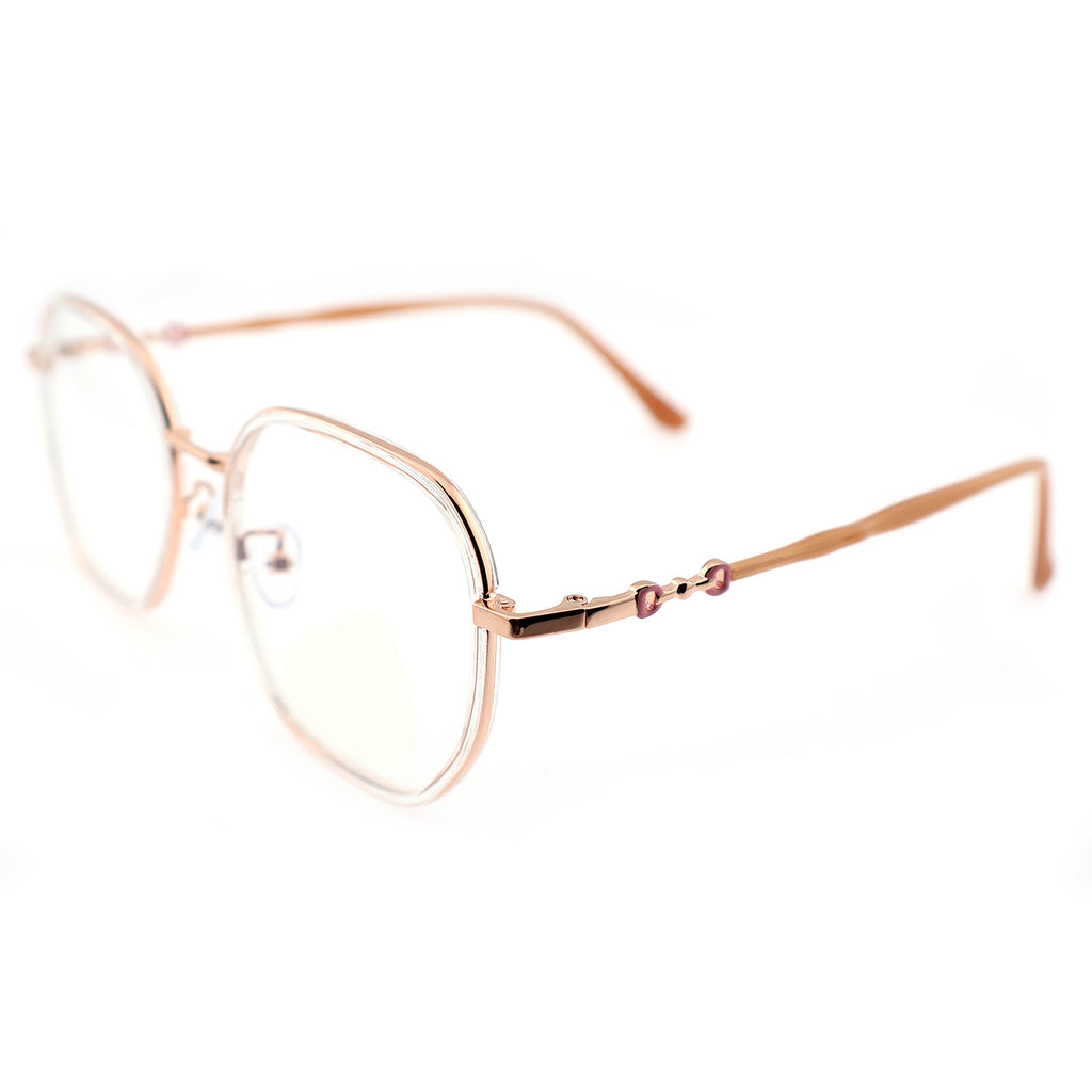 Transparent Clear Square Eyeglasses with Hollow Chain Metal Temples