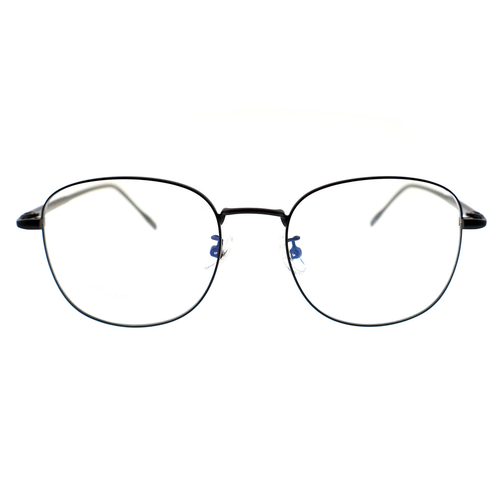 Thin Gold Metal Round Eyeglasses with Two-Tone Tortoise Blue Temples
