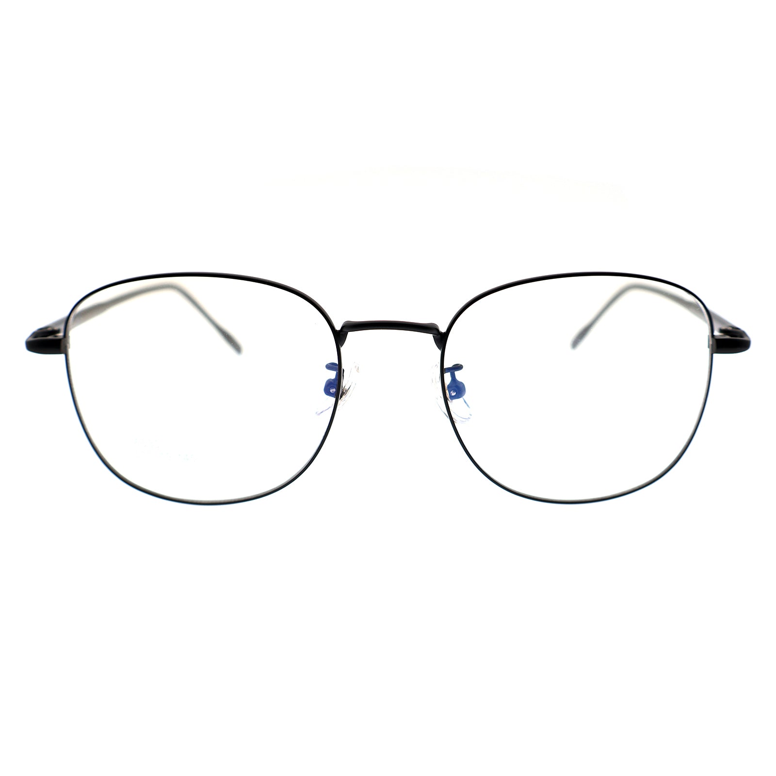 Thin Gold Metal Round Eyeglasses with Two-Tone Tortoise Blue Temples