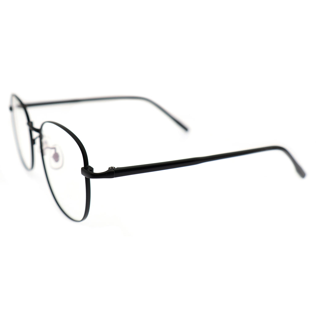 Thin Gold Metal Round Eyeglasses with Two-Tone Tortoise Blue Temples