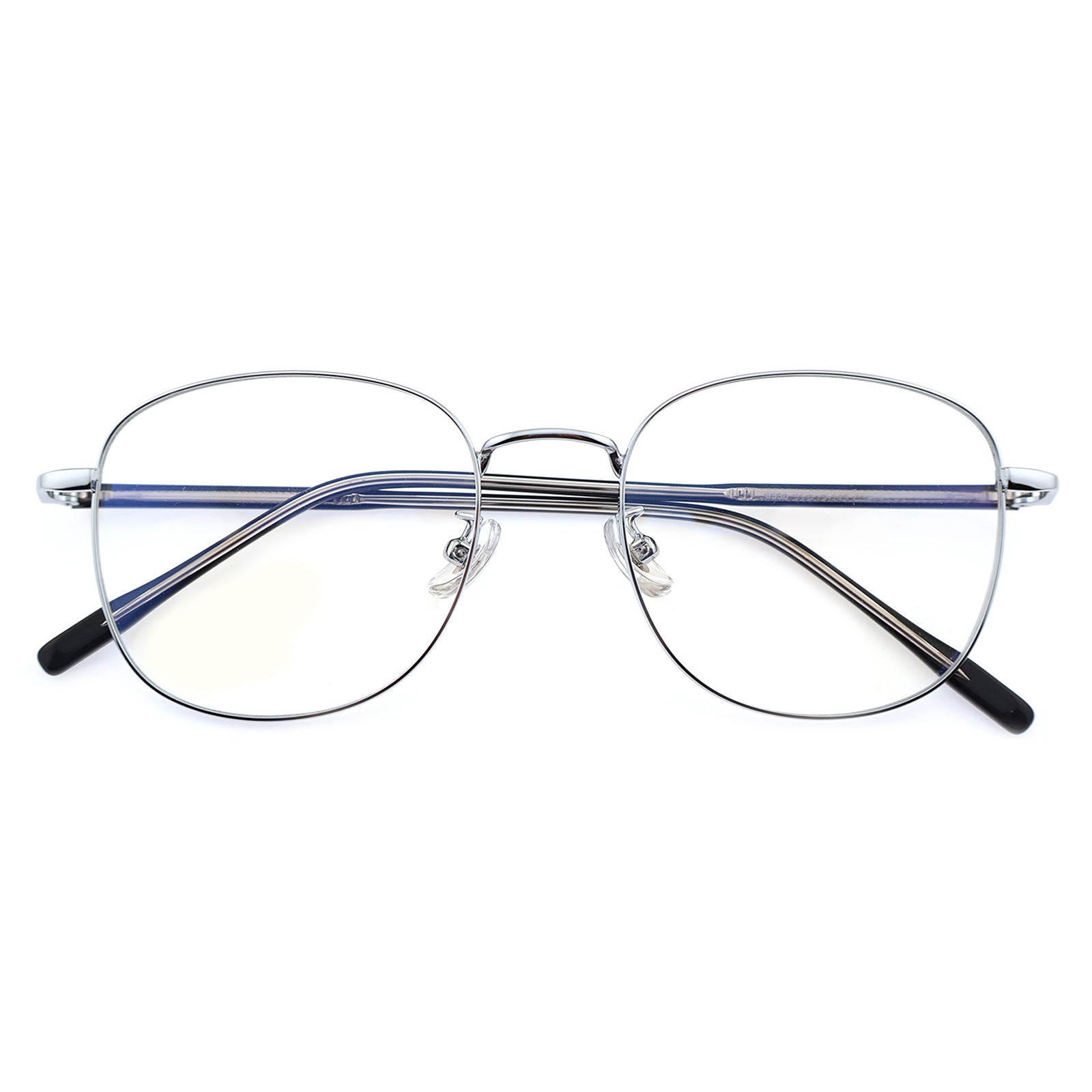 Thin Gold Metal Round Eyeglasses with Two-Tone Tortoise Blue Temples