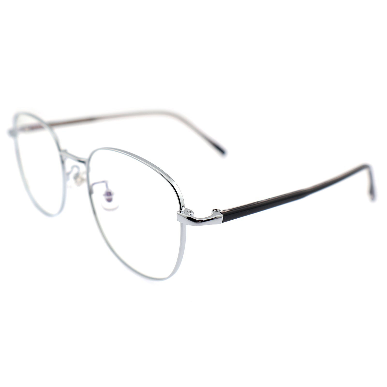 Thin Gold Metal Round Eyeglasses with Two-Tone Tortoise Blue Temples