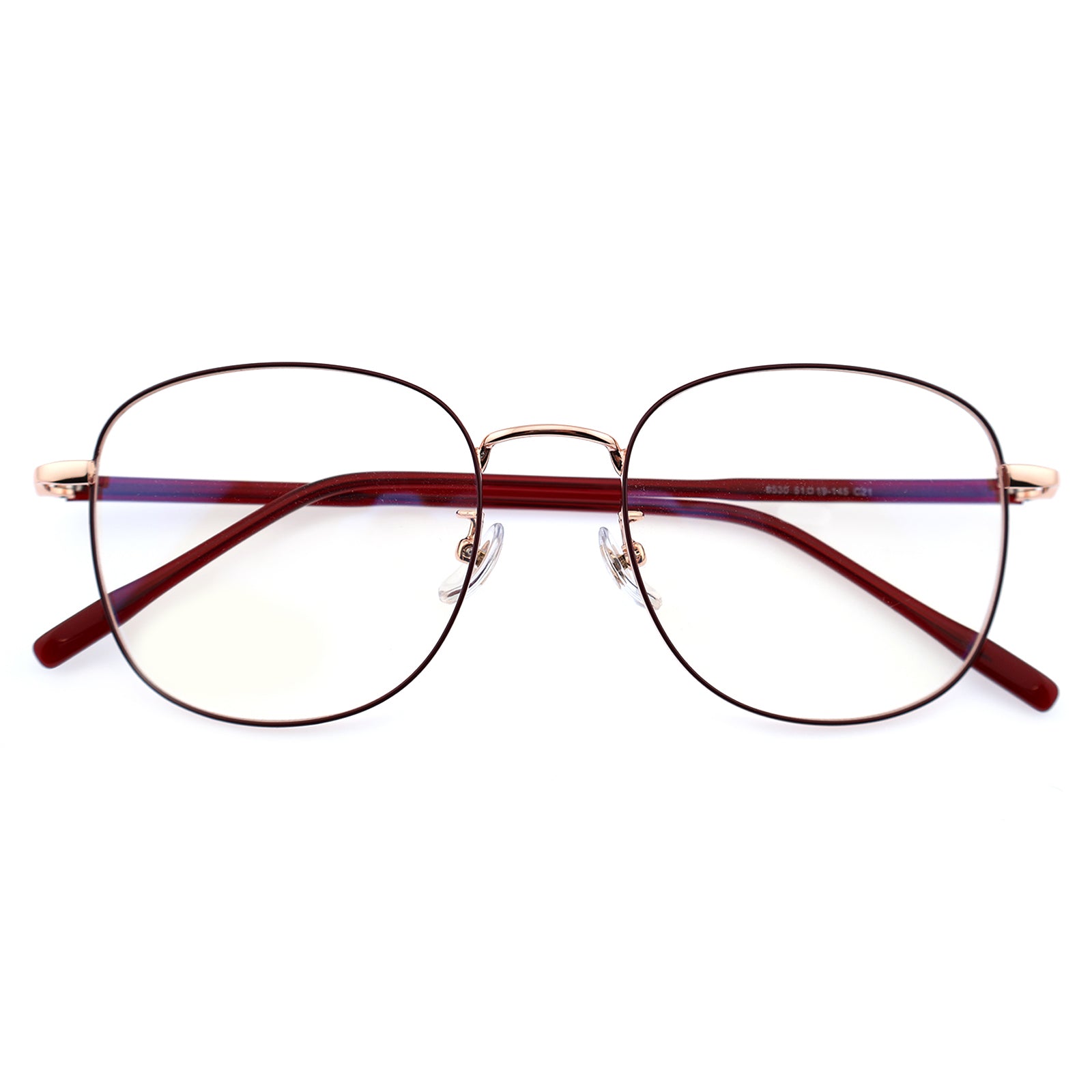 Thin Gold Metal Round Eyeglasses with Two-Tone Tortoise Blue Temples
