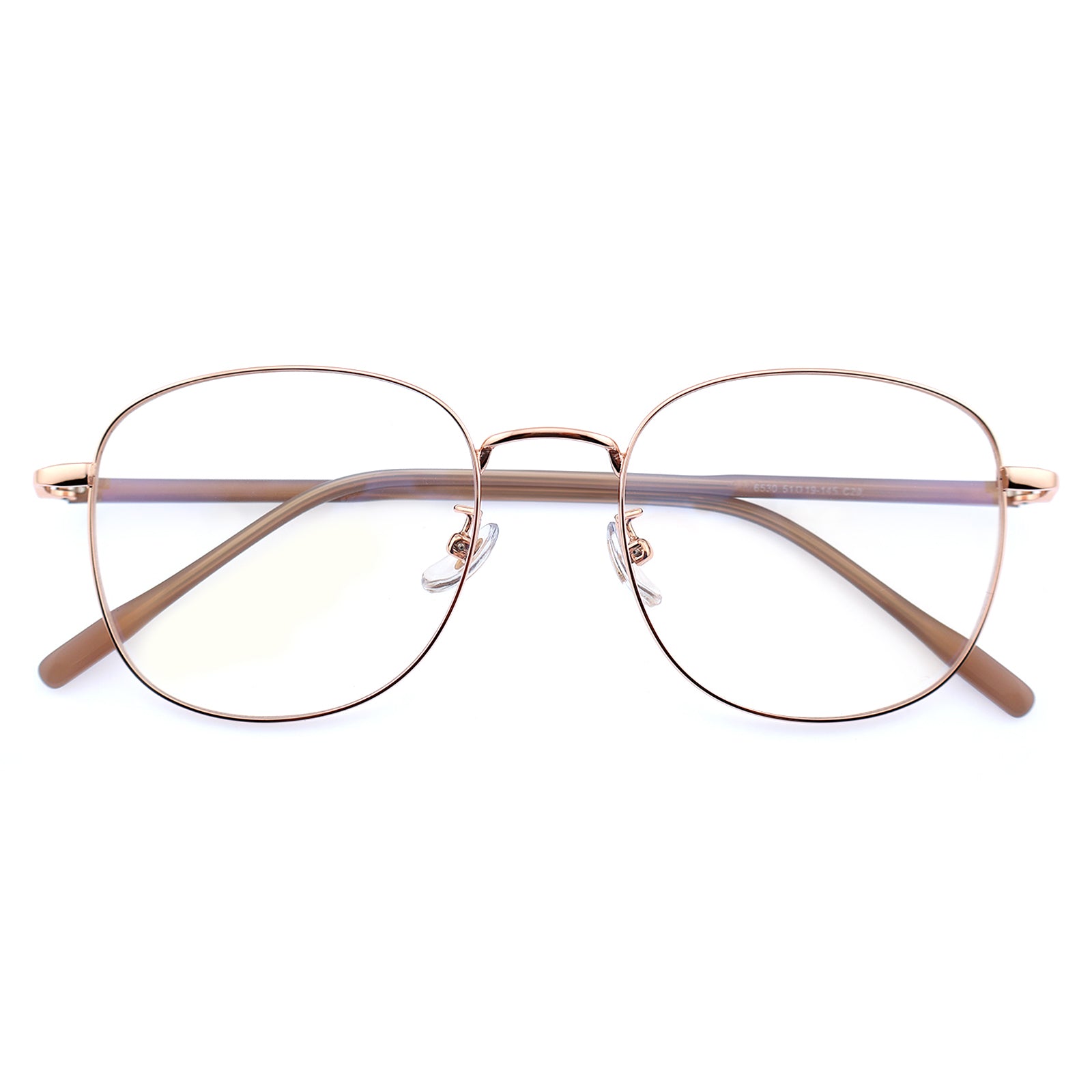 Thin Gold Metal Round Eyeglasses with Two-Tone Tortoise Blue Temples