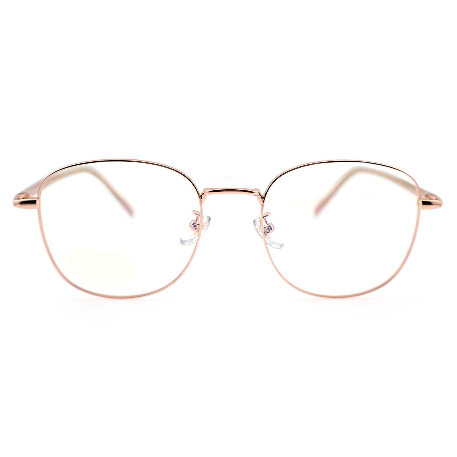 Thin Gold Metal Round Eyeglasses with Two-Tone Tortoise Blue Temples