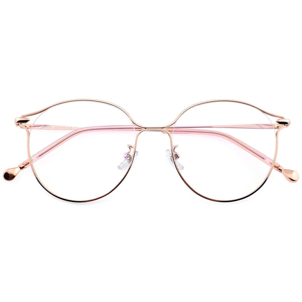 Women Round Metal Material Eyeglasses, Free Shipping on Orders Over $79