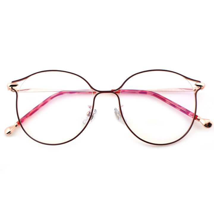Women Round Metal Material Eyeglasses, Free Shipping on Orders Over $69
