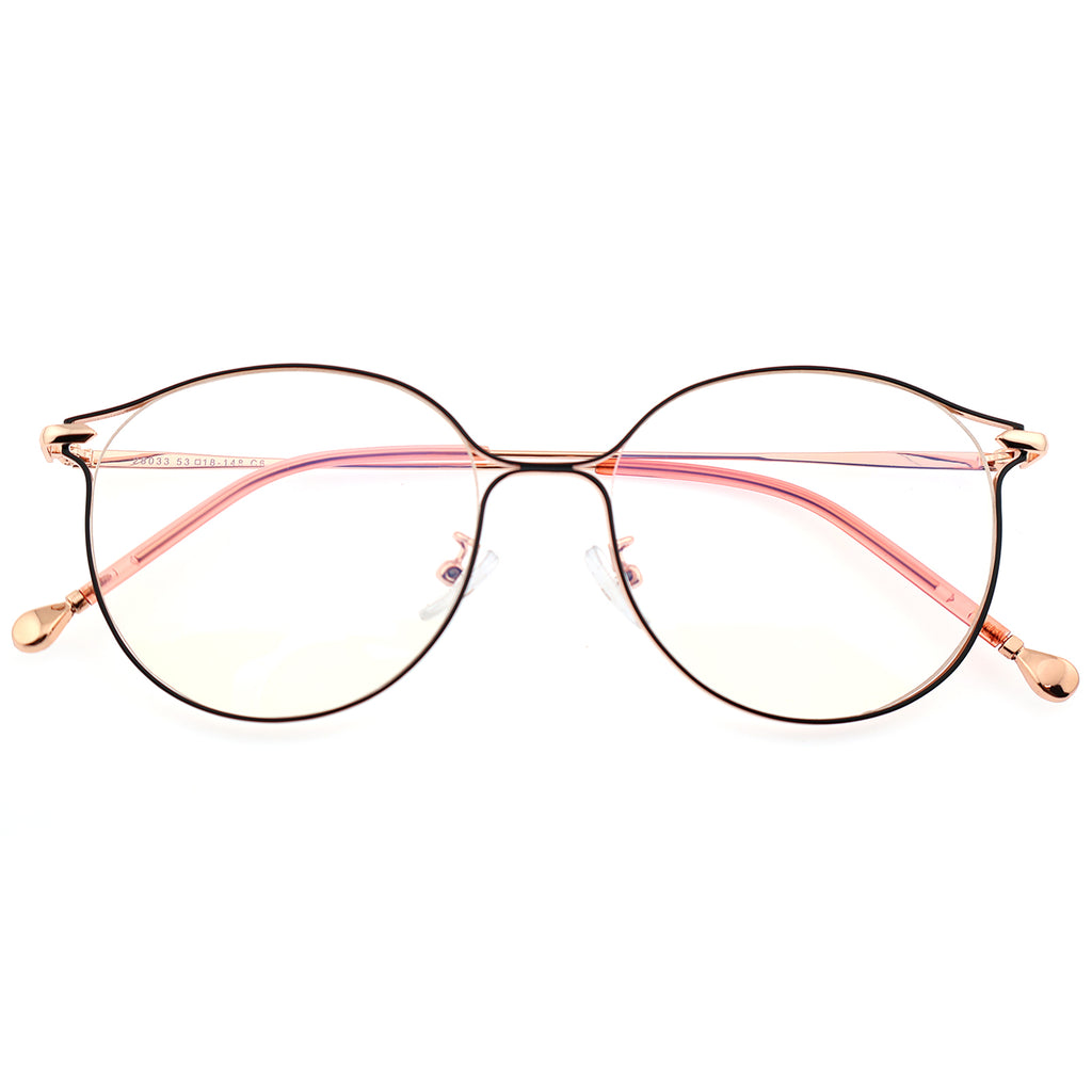 Women Round Metal Material Eyeglasses, Free Shipping on Orders Over $79