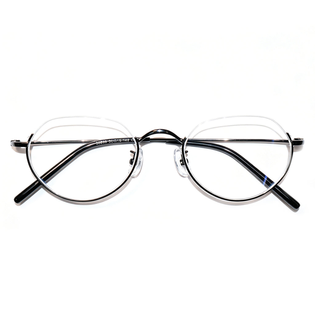 Women & Men Round Half-Rim Black Thin Metal Eyeglasses, Free Shipping on Orders Over $79
