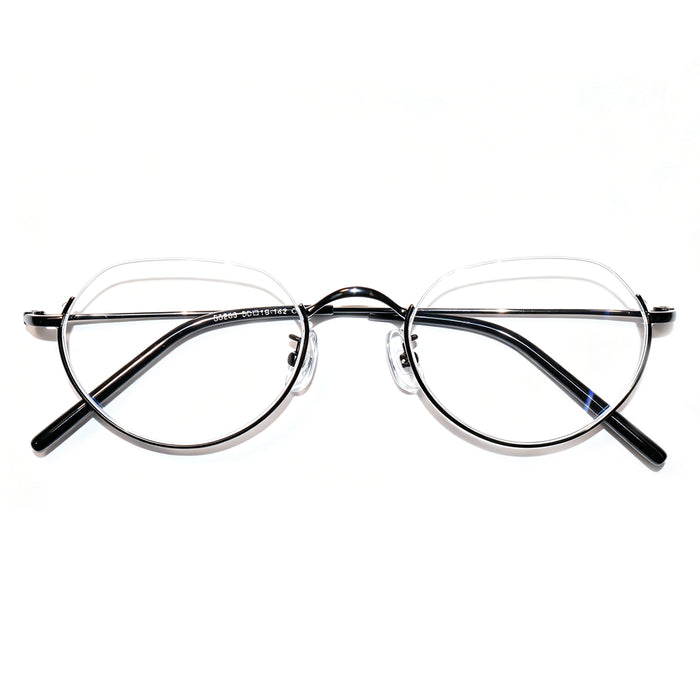 Women & Men Round Half-Rim Black Thin Metal Eyeglasses, Free Shipping on Orders Over $79
