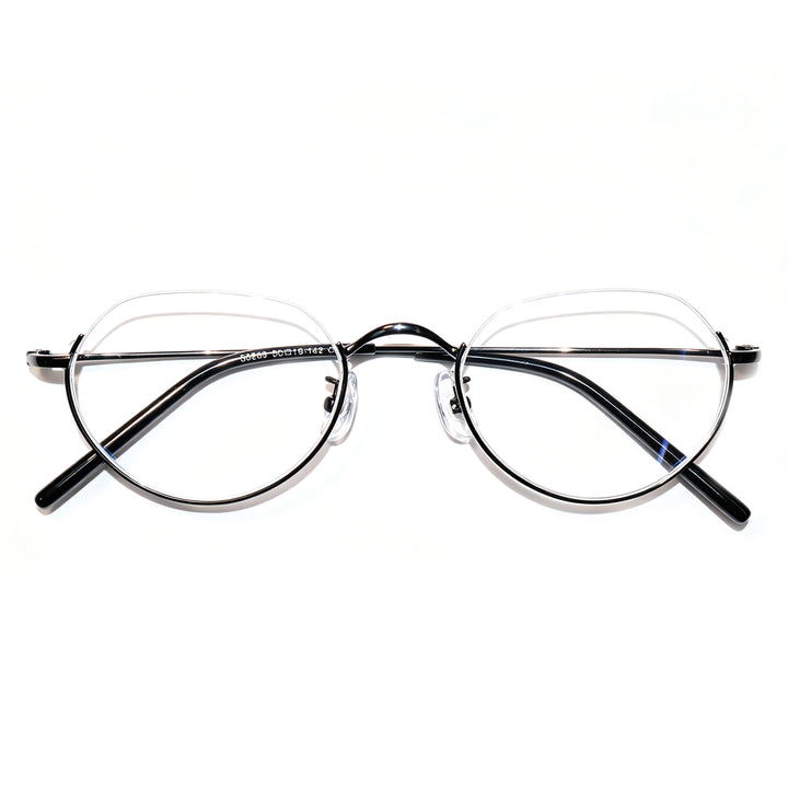 Women & Men Round Half-Rim Black Thin Metal Eyeglasses, Free Shipping on Orders Over $79