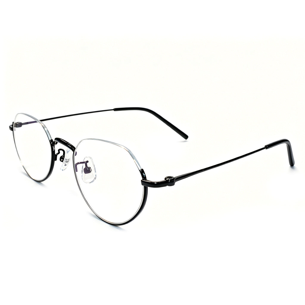 Women & Men Round Half-Rim Black Thin Metal Eyeglasses, Free Shipping on Orders Over $79