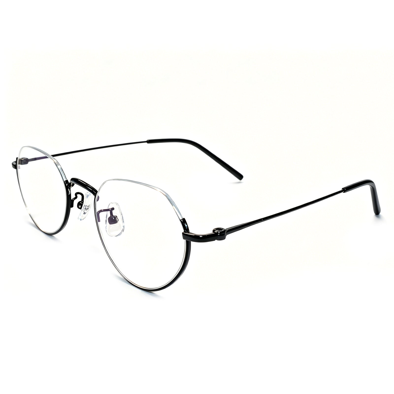 Women & Men Round Half-Rim Black Thin Metal Eyeglasses, Free Shipping on Orders Over $79