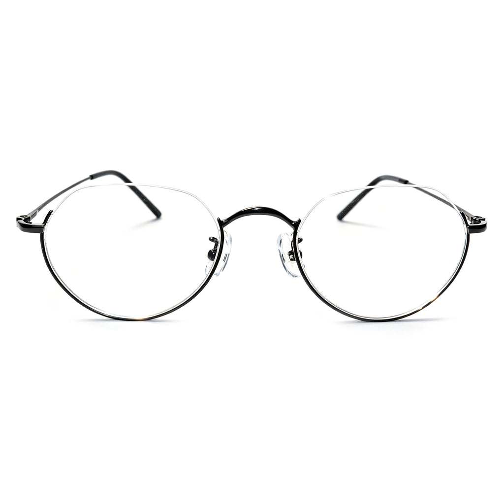 Women & Men Round Half-Rim Black Thin Metal Eyeglasses, Free Shipping on Orders Over $79