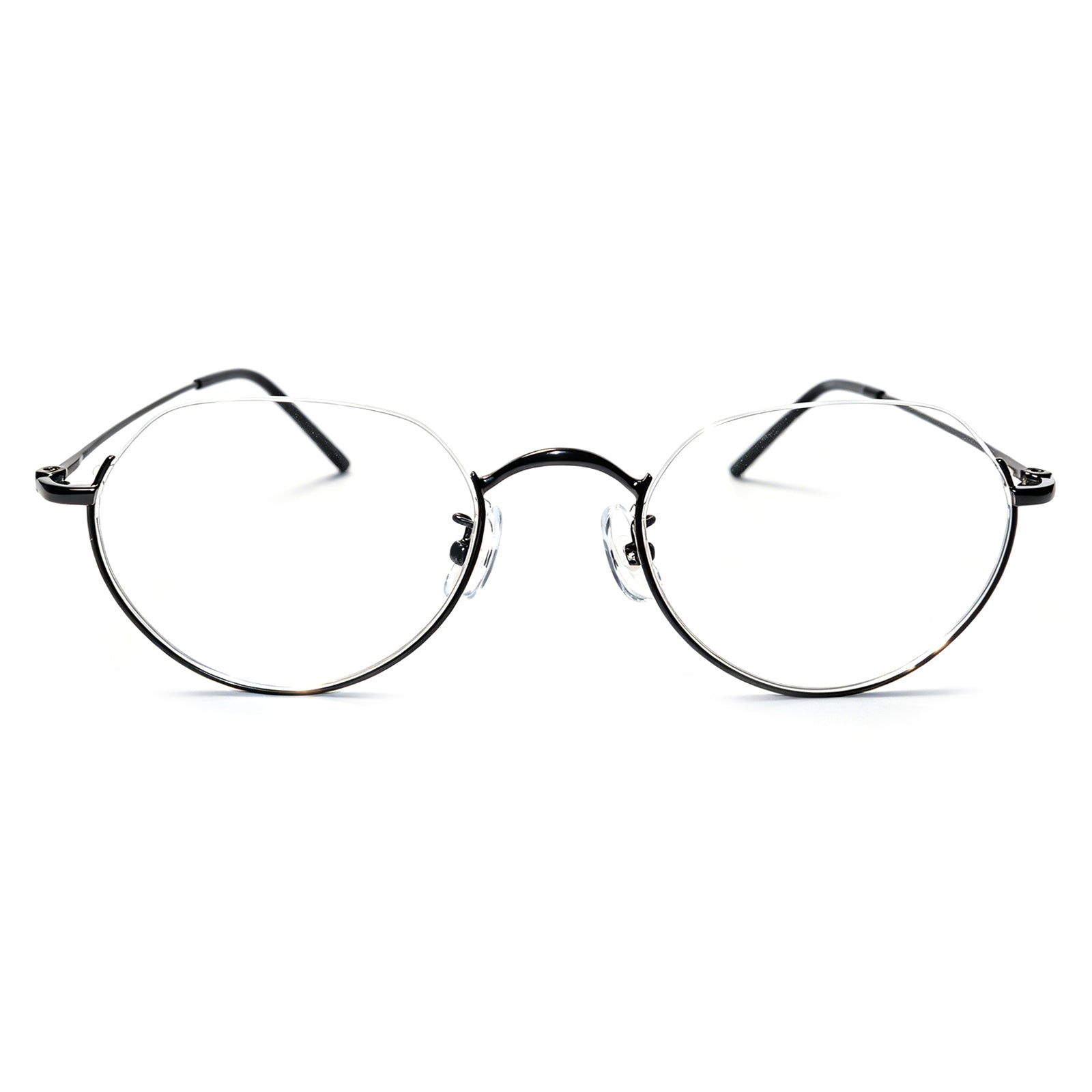 Women & Men Round Half-Rim Black Thin Metal Eyeglasses, Free Shipping on Orders Over $79
