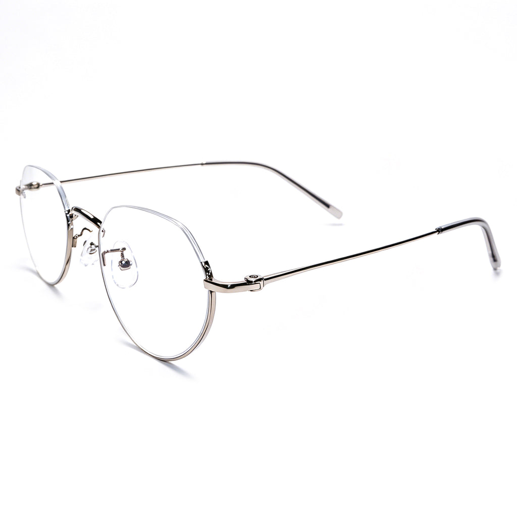 Women & Men Round Half-Rim Black Thin Metal Eyeglasses, Free Shipping on Orders Over $79
