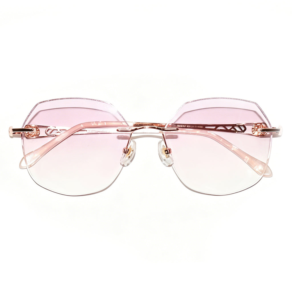 Women Polygonal Diamond Cut Rimless Metal Eyeglasses, Free Shipping on Orders Over $79