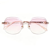 Women Polygonal Diamond Cut Rimless Metal Eyeglasses, Free Shipping on Orders Over $79