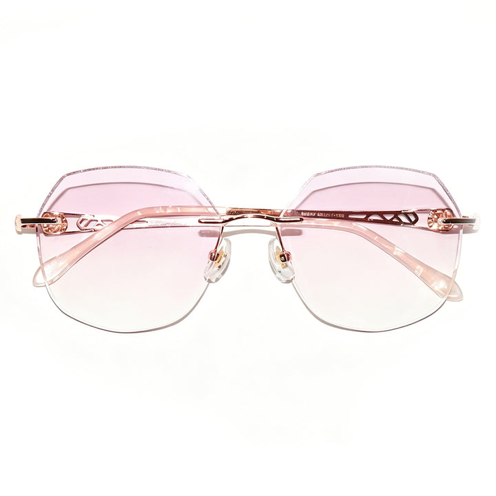 Women Polygonal Diamond Cut Rimless Metal Eyeglasses, Free Shipping on Orders Over $79