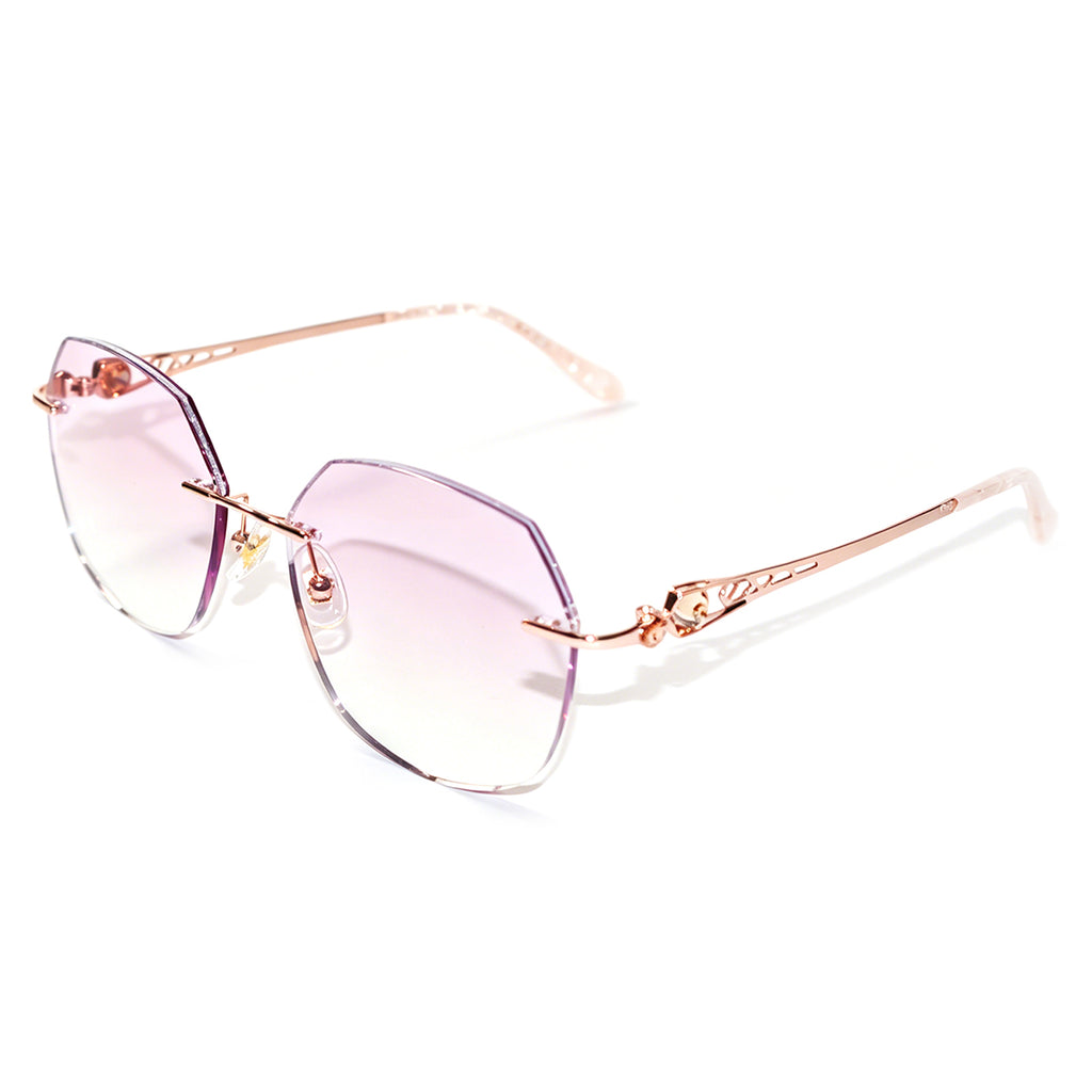 Women Polygonal Diamond Cut Rimless Metal Eyeglasses, Free Shipping on Orders Over $79