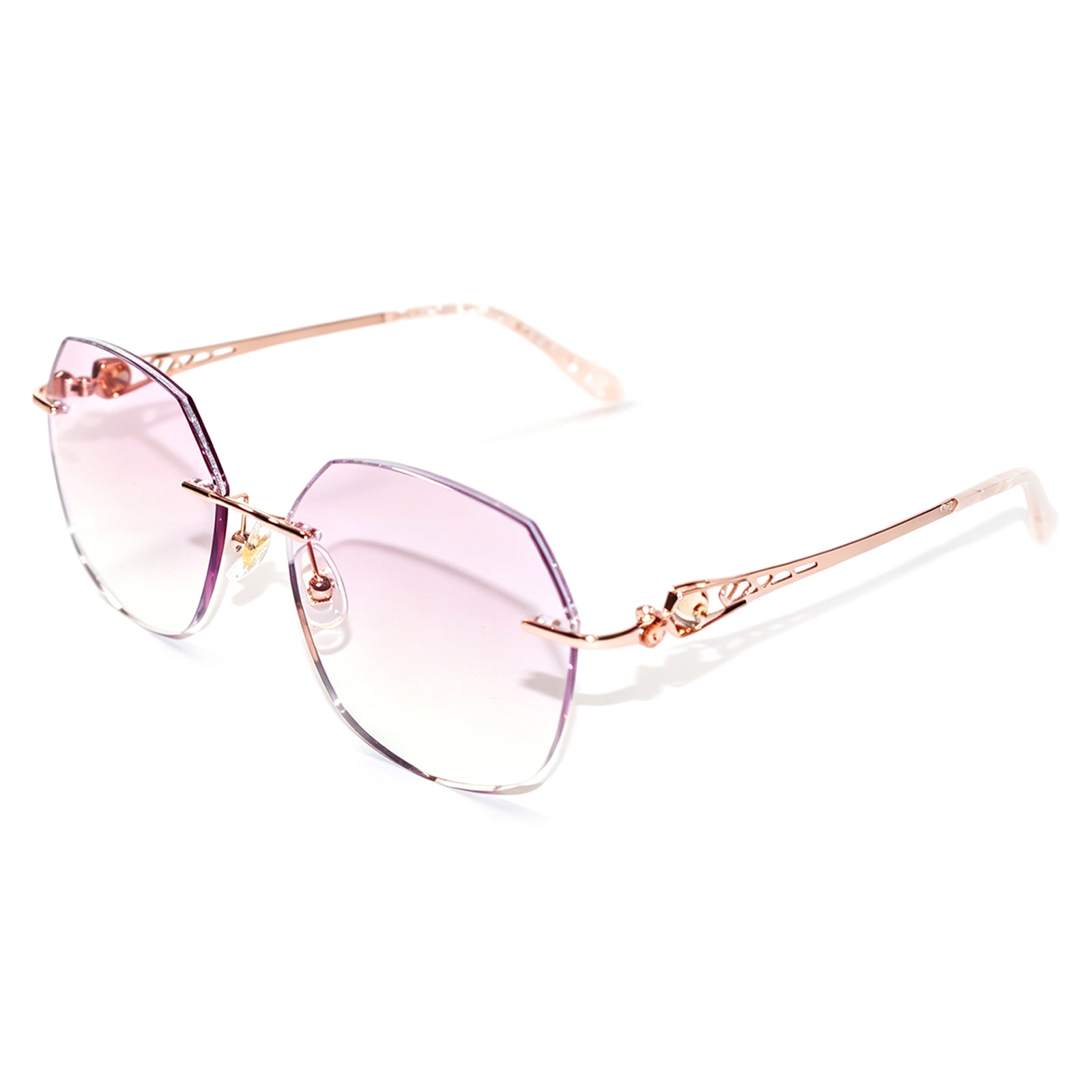 Women Polygonal Diamond Cut Rimless Metal Eyeglasses, Free Shipping on Orders Over $79