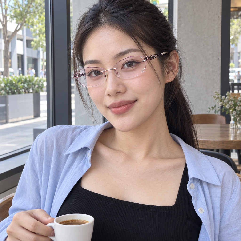 Women's Butterfly Cut Edge Rimless Metal Eyeglasses, Free Shipping on Orders Over $69