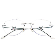 Women’s Luxury Half-Rim Optical Glasses with Unique Temple Ornament