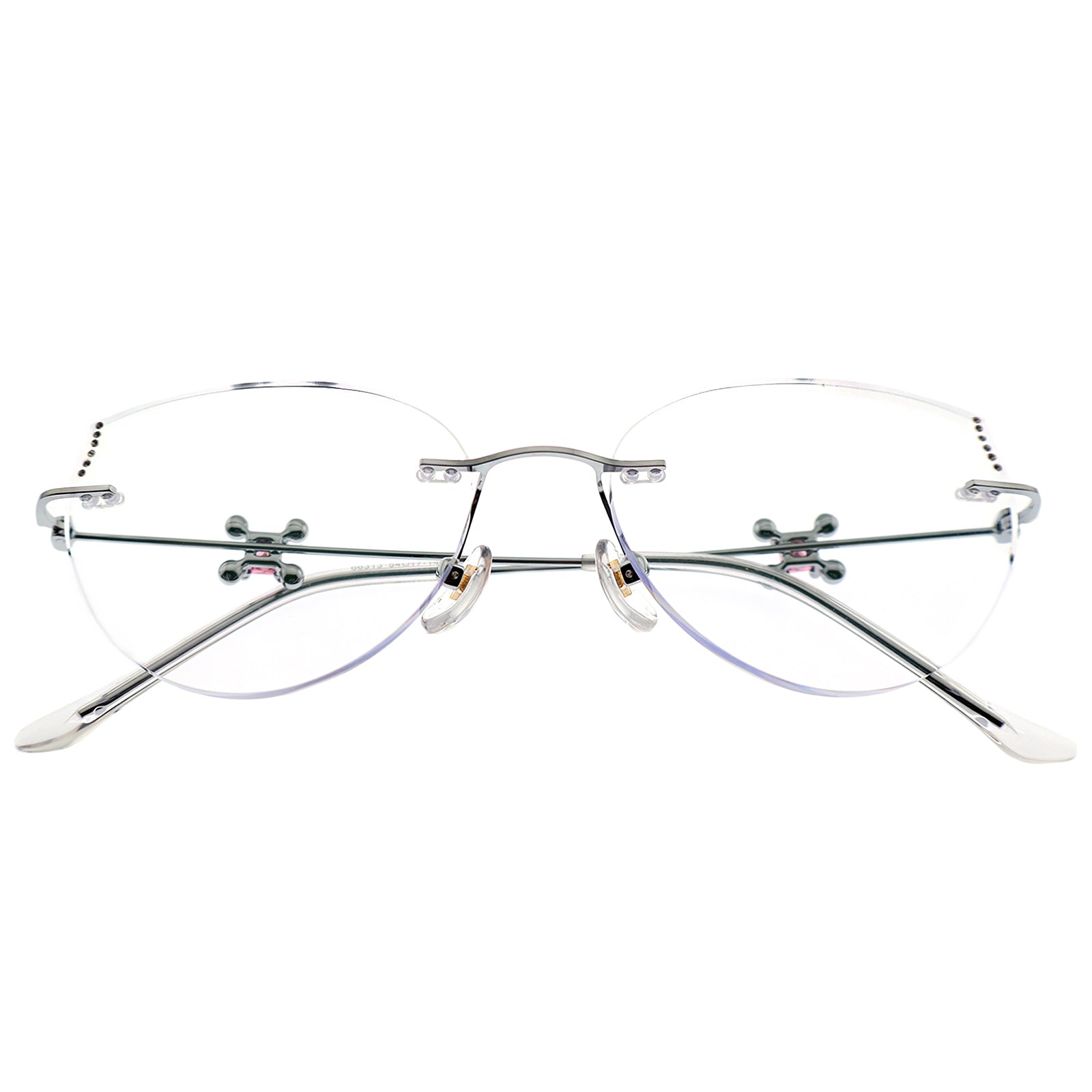 Women’s Luxury Half-Rim Optical Glasses with Unique Temple Ornament
