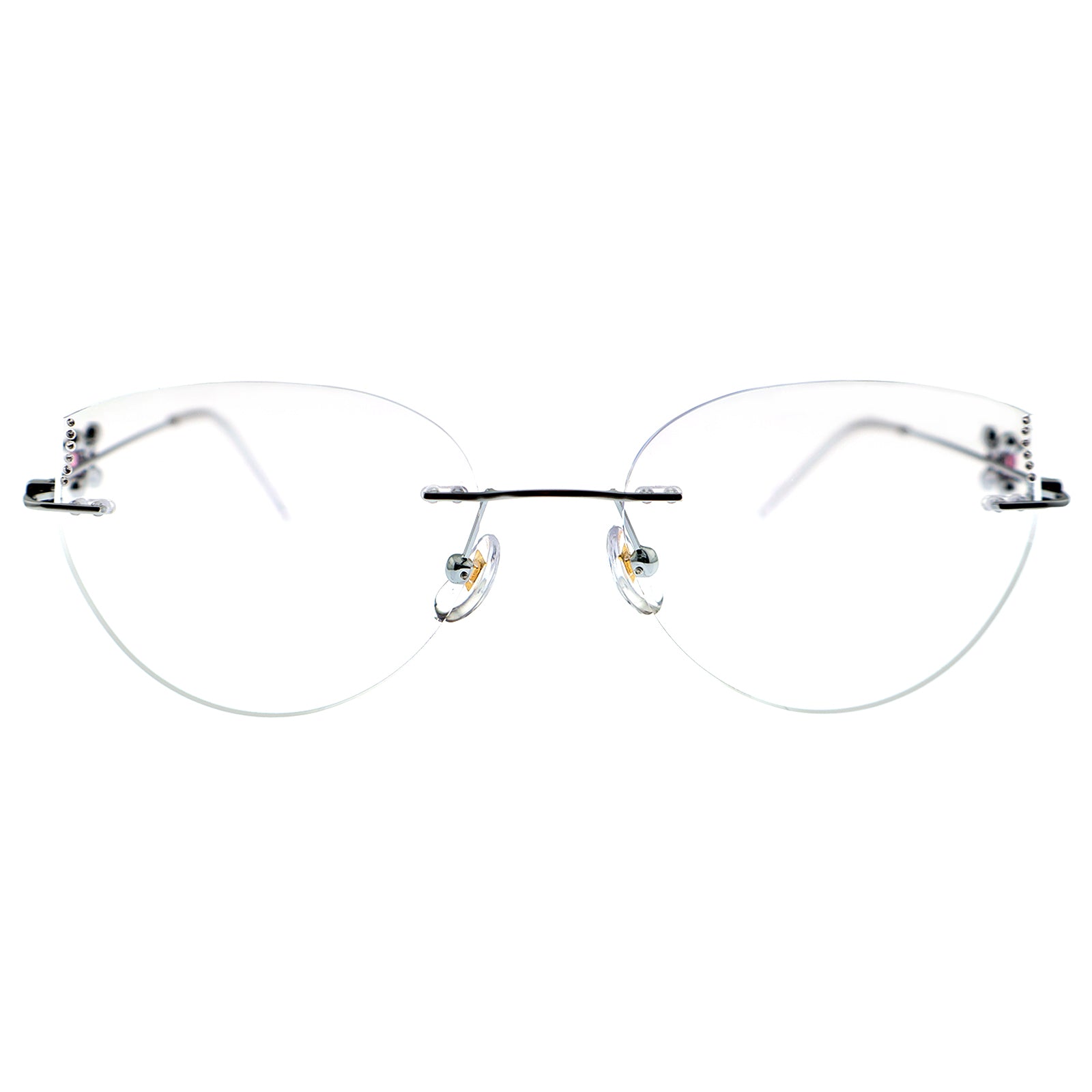 Women’s Luxury Half-Rim Optical Glasses with Unique Temple Ornament