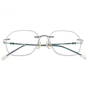 Silver Glitter Rimless Octagonal Eyeglasses for Women
