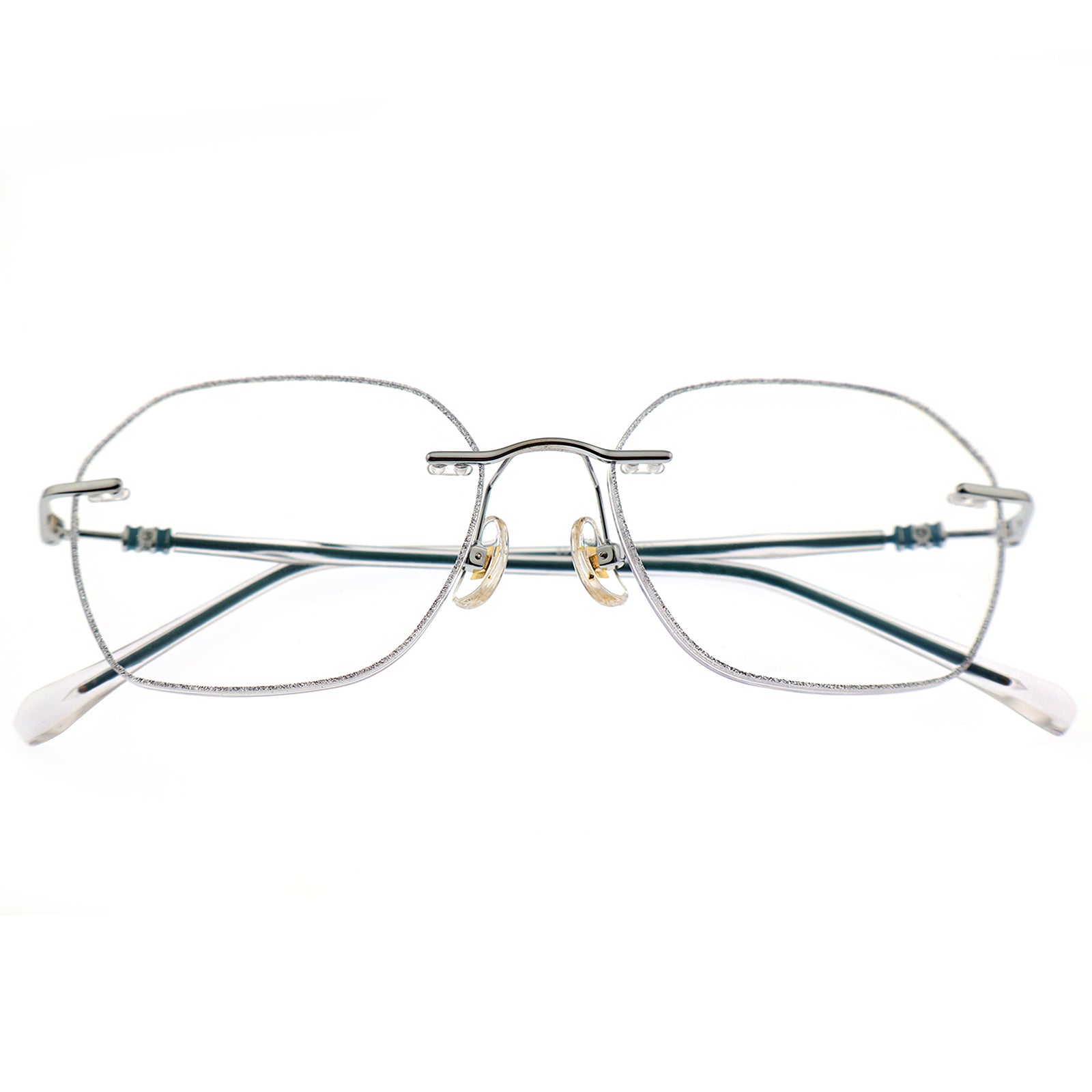 Silver Glitter Rimless Octagonal Eyeglasses for Women