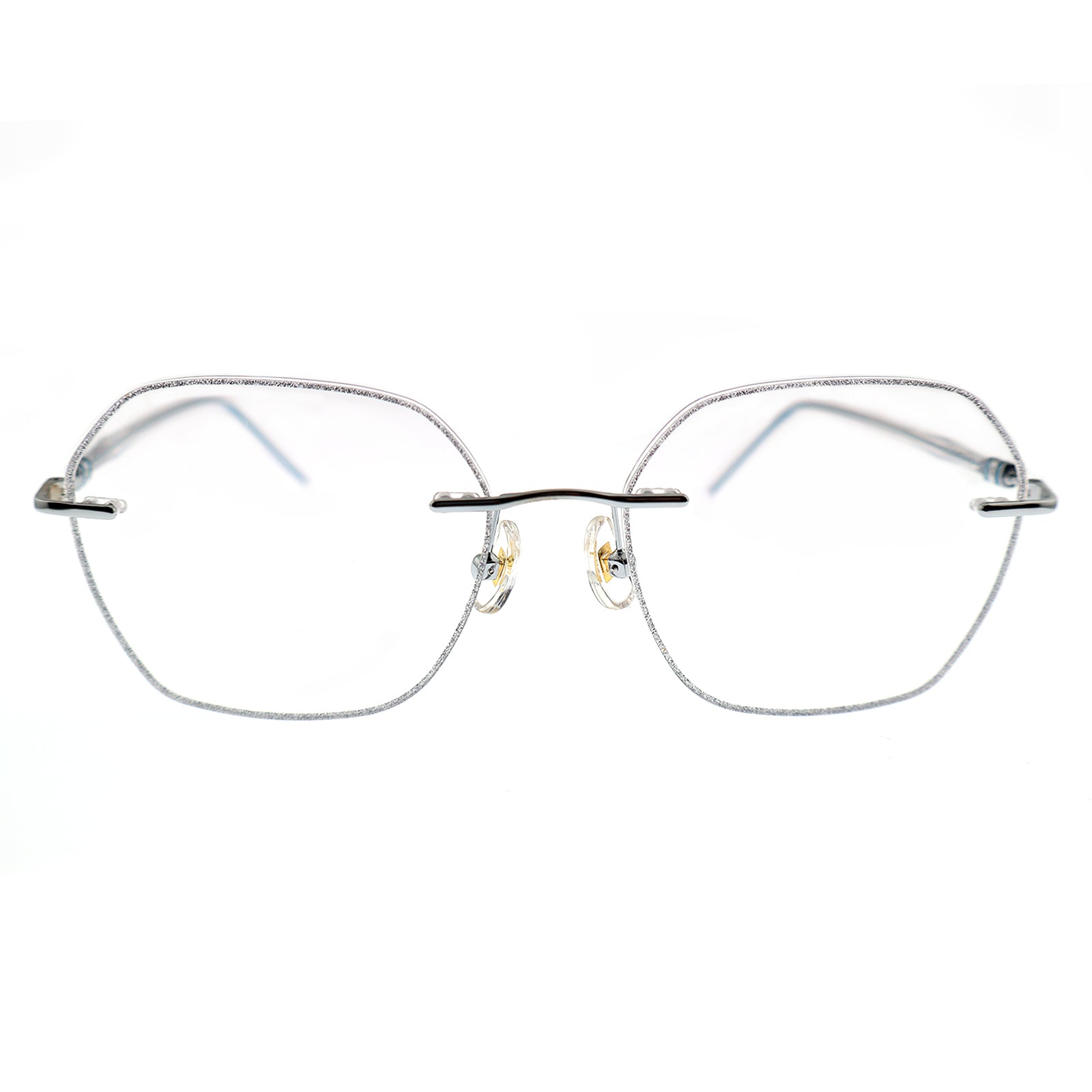 Silver Glitter Rimless Octagonal Eyeglasses for Women