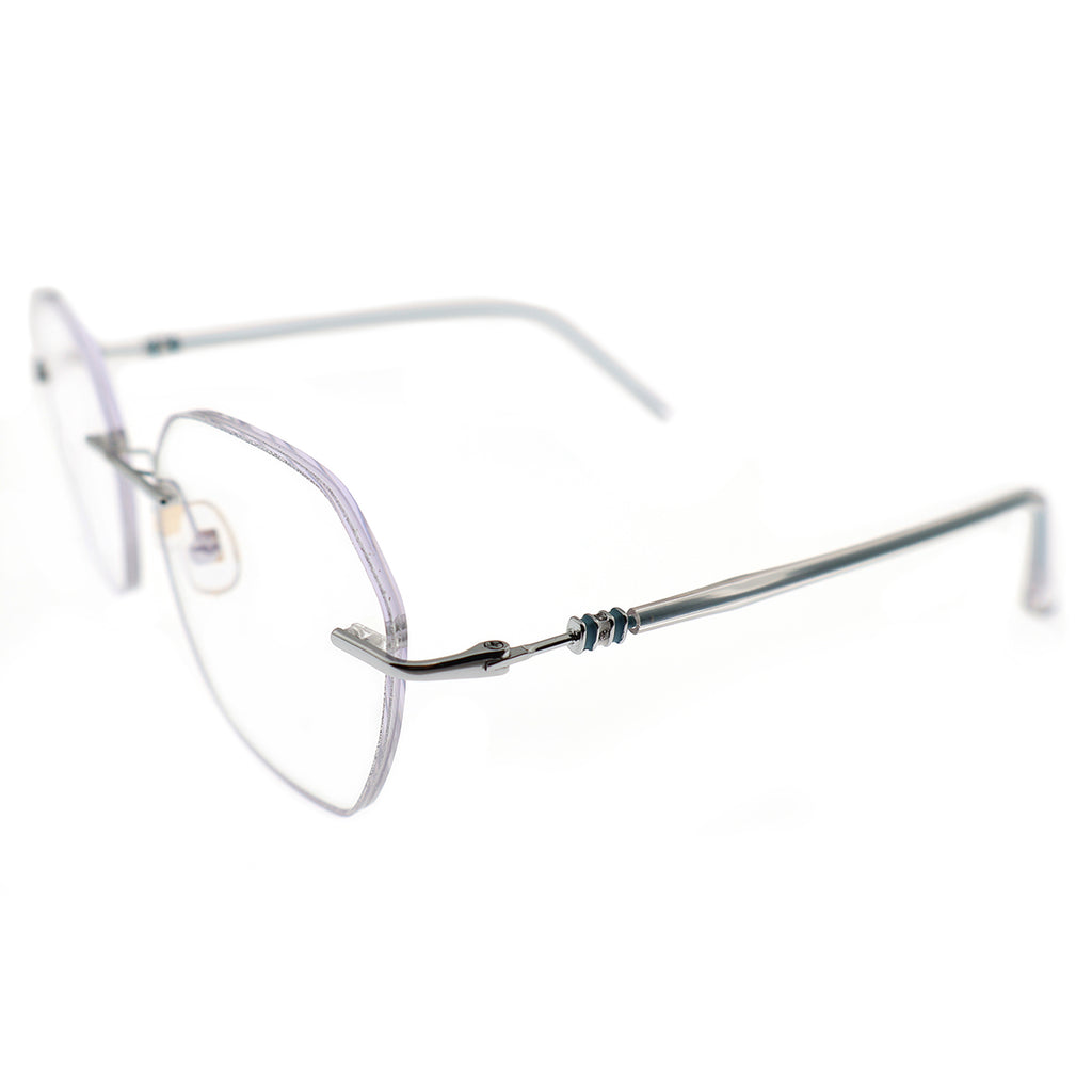 Silver Glitter Rimless Octagonal Eyeglasses for Women
