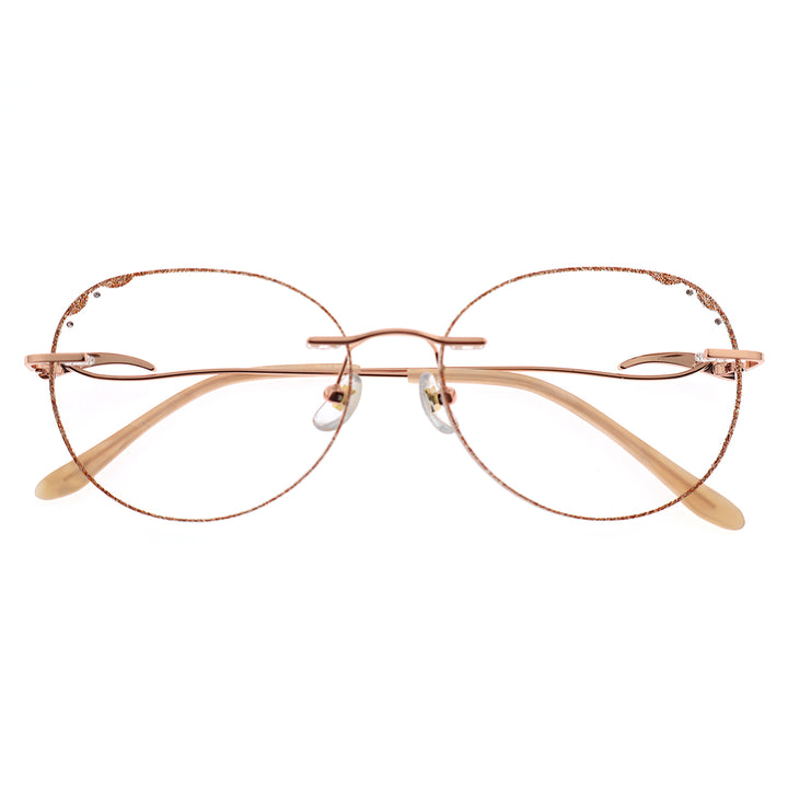 Women Elegant Round Rimless Optical Eyeglasses For Custom Prescription Lenses Free Shipping Over $79