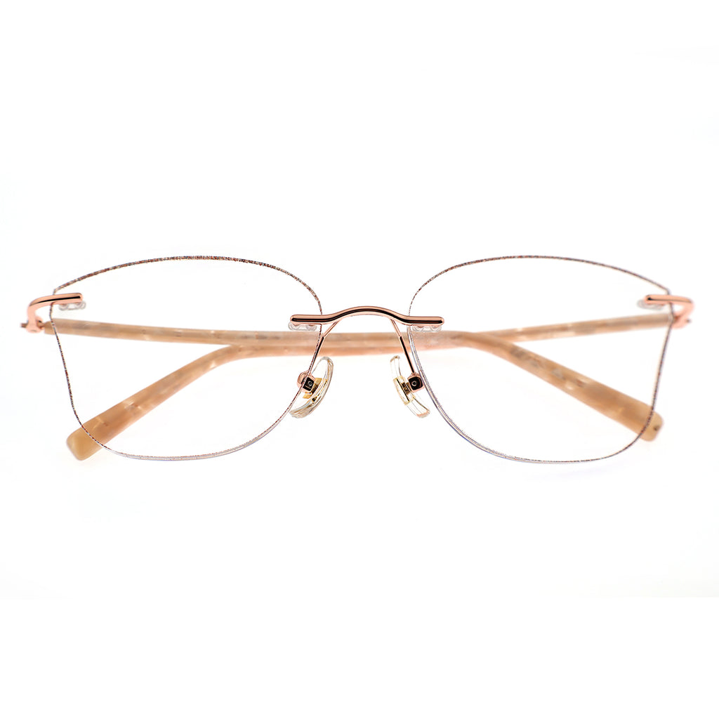 Shimmer Border Half-Rim Rose Gold Fashion Glasses