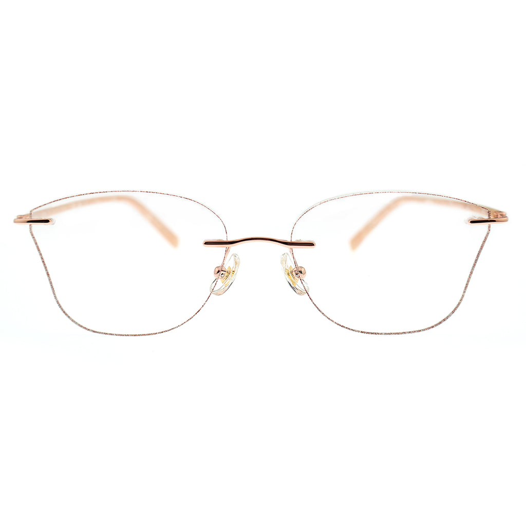 Shimmer Border Half-Rim Rose Gold Fashion Glasses