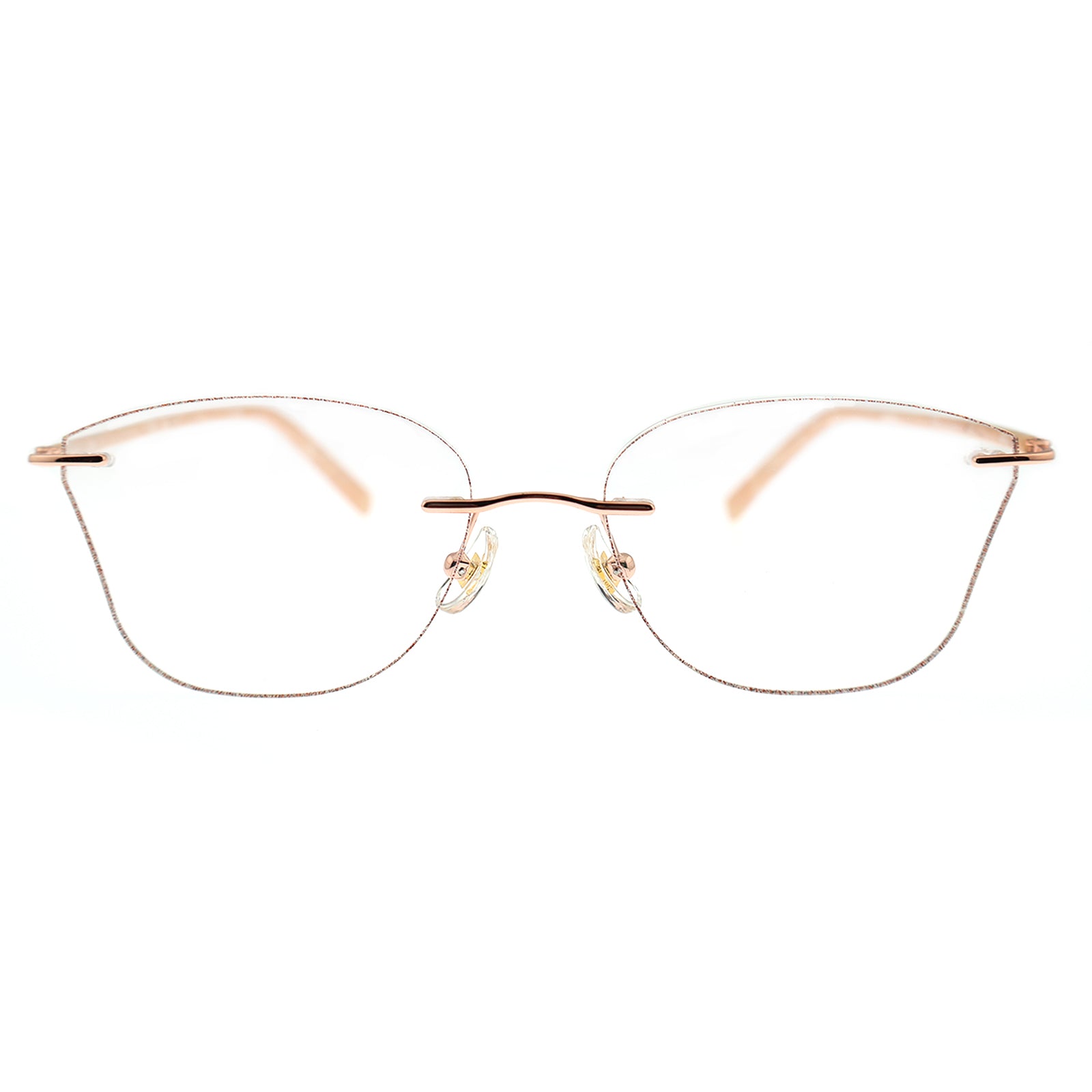 Shimmer Border Half-Rim Rose Gold Fashion Glasses