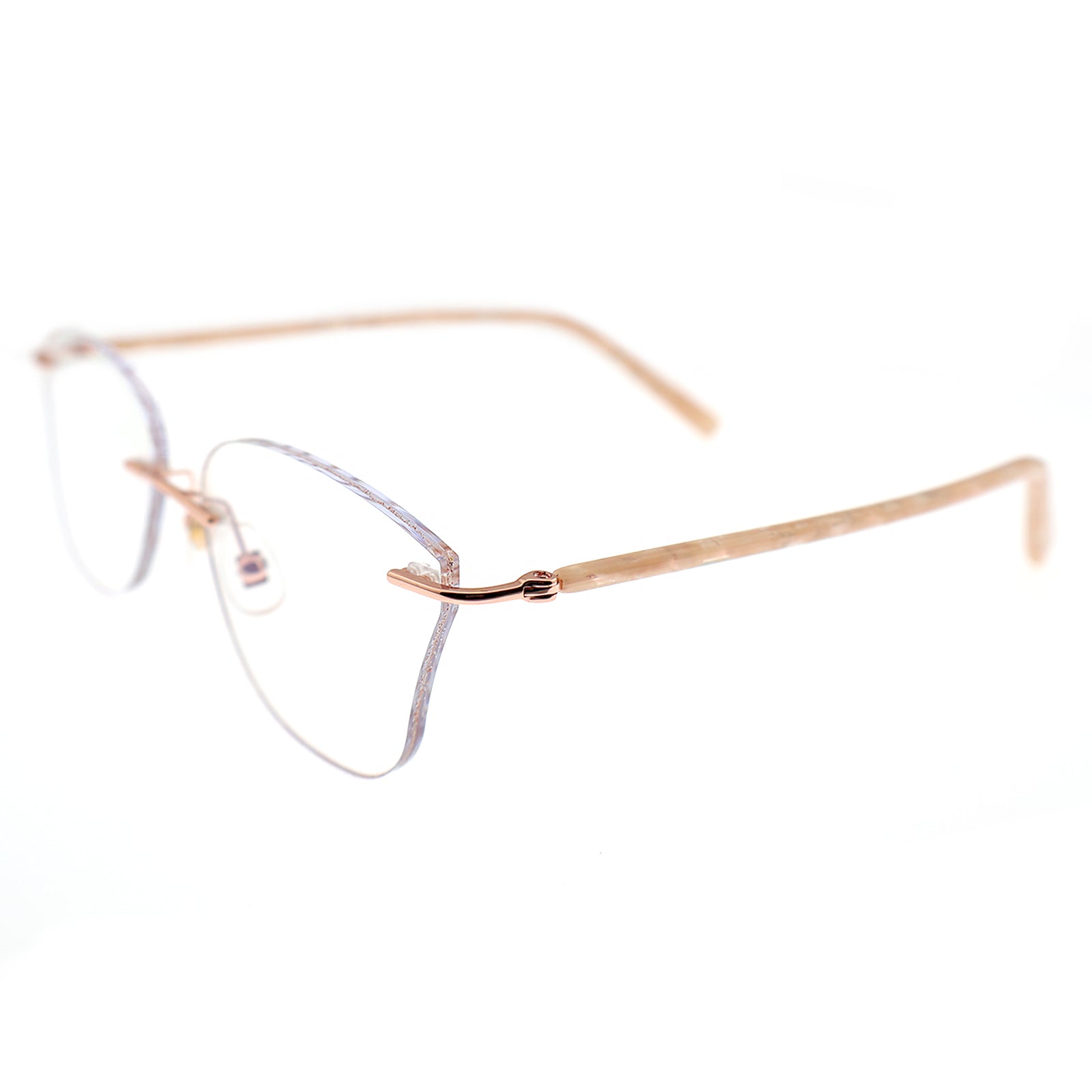 Shimmer Border Half-Rim Rose Gold Fashion Glasses