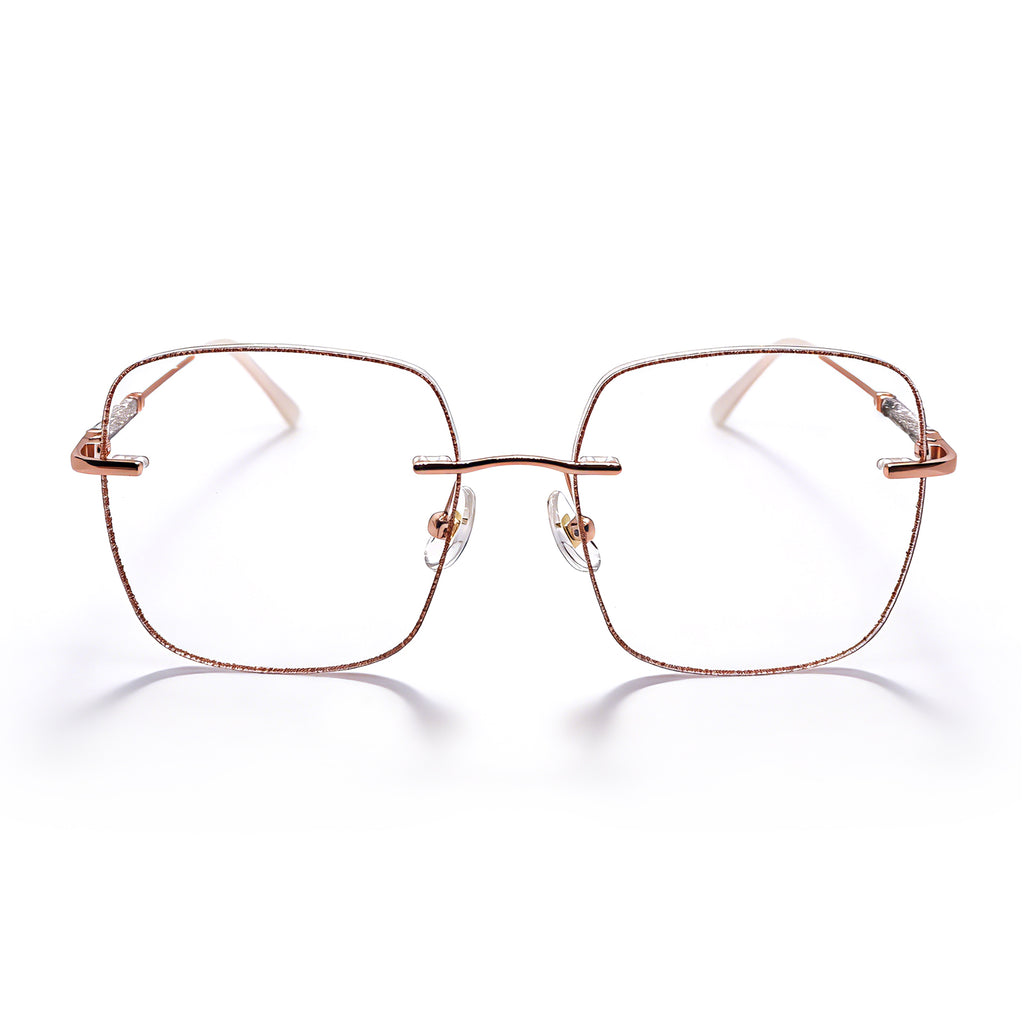 Rose Gold Glitter Rimless Eyeglasses for Women
