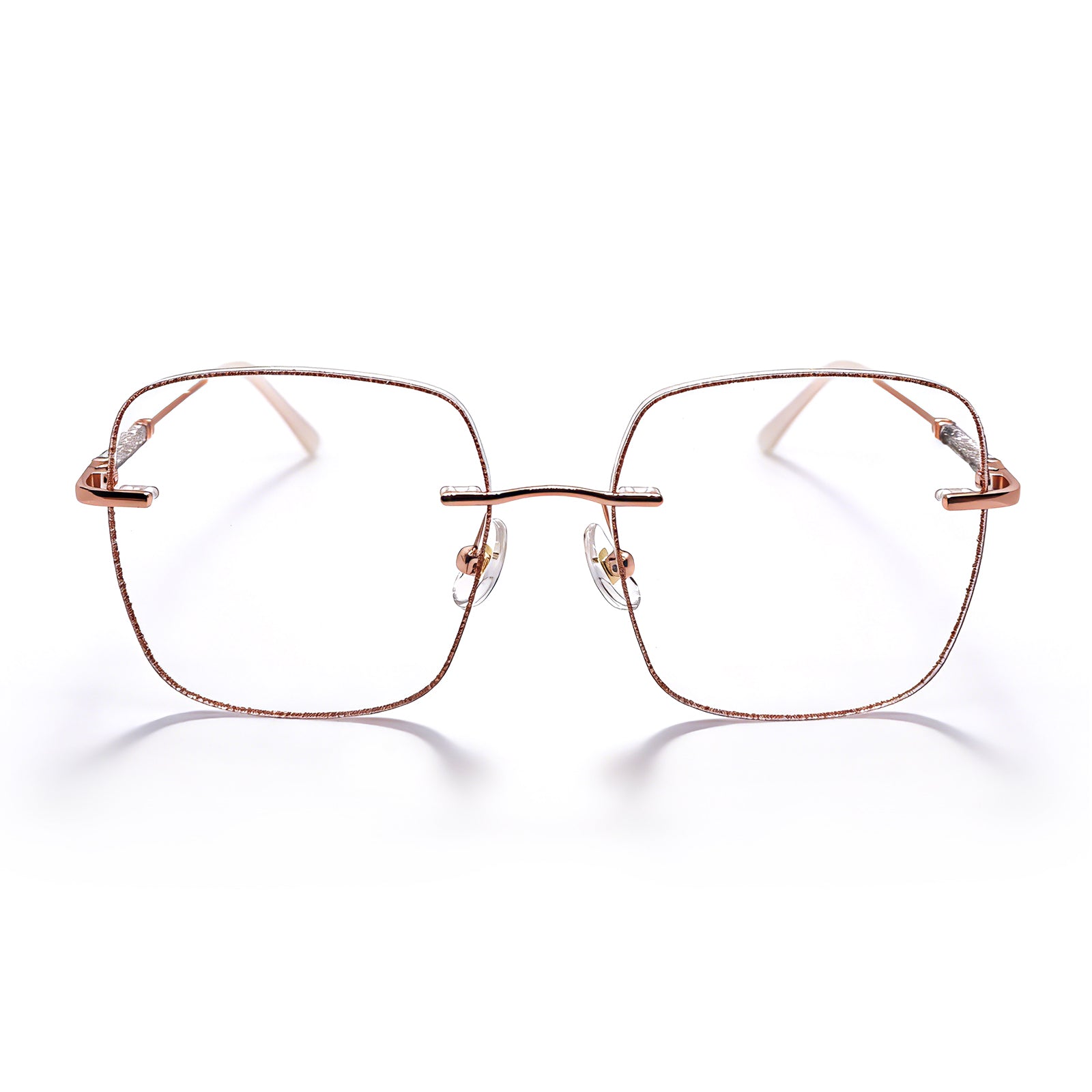 Rose Gold Glitter Rimless Eyeglasses for Women