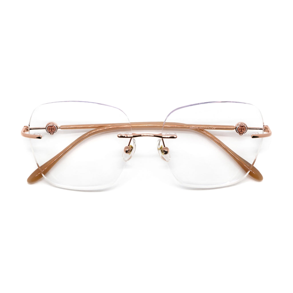 Women's Rose Gold Rimless Anti-Blue Light Eyeglasses