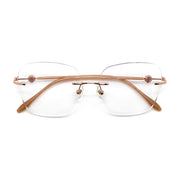 Women's Rose Gold Rimless Anti-Blue Light Eyeglasses