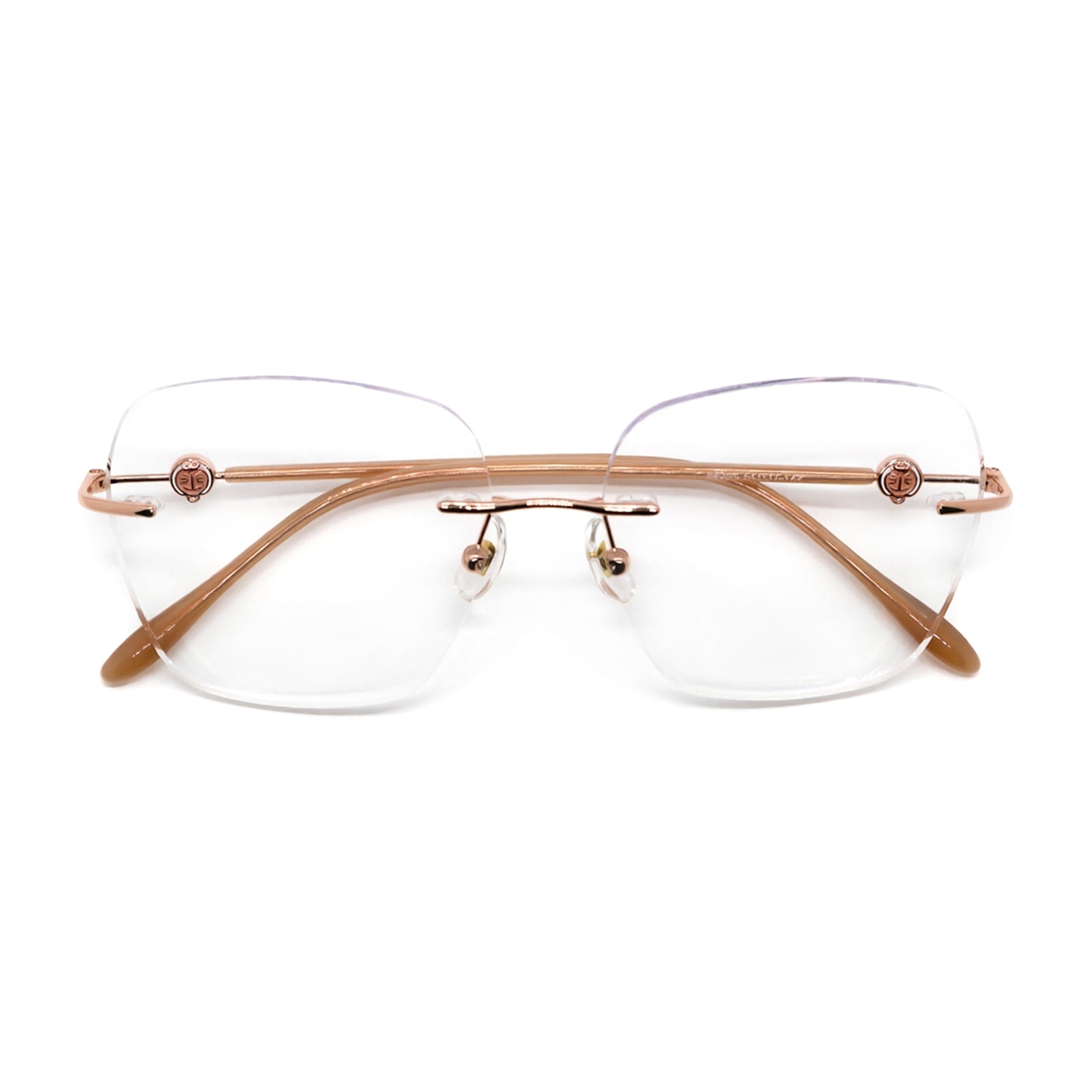 Women's Rose Gold Rimless Anti-Blue Light Eyeglasses