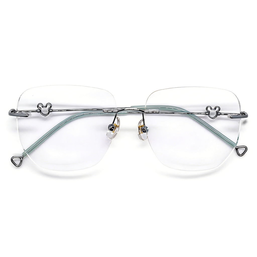 Women's Mickey Glitter Edge Rimless Anti-Blue Light Eyeglasses