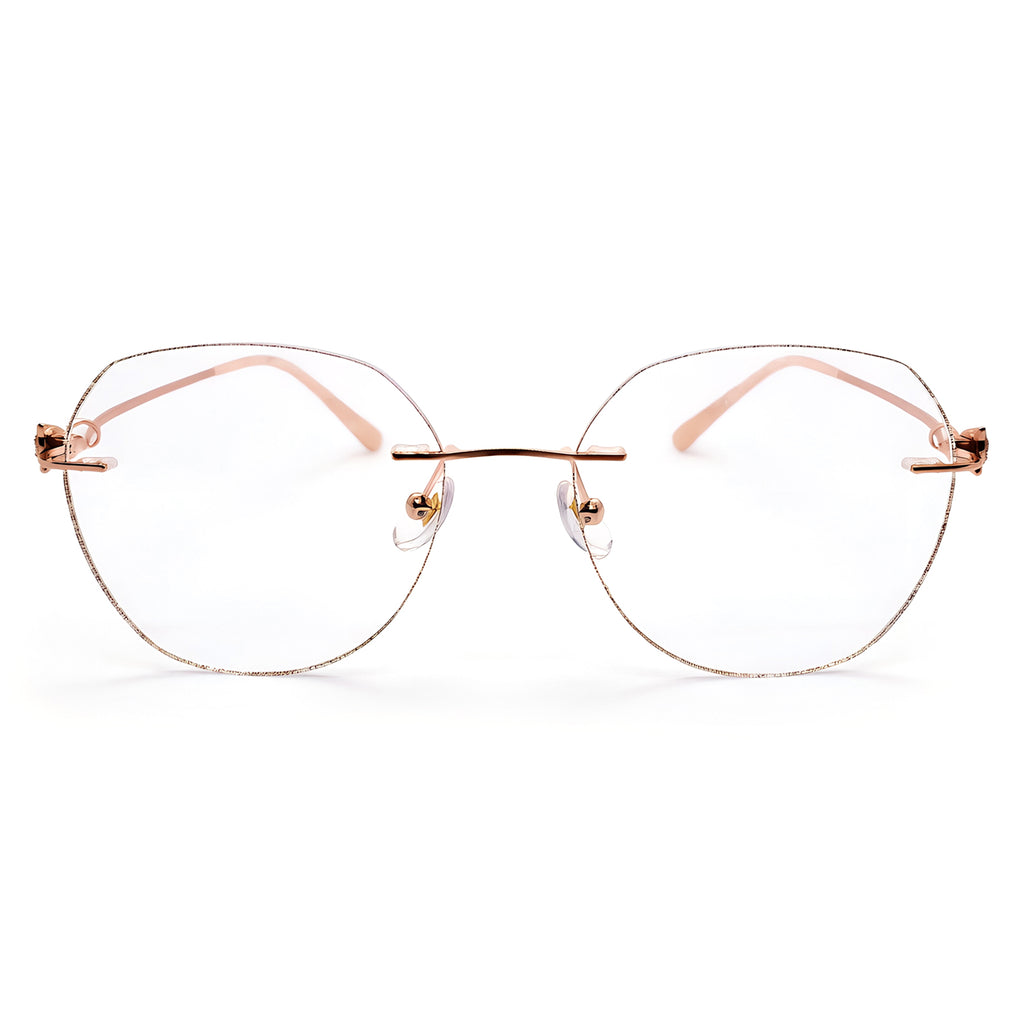Women's Cat Ear Glitter Rimless Anti-Blue Light Eyeglasses