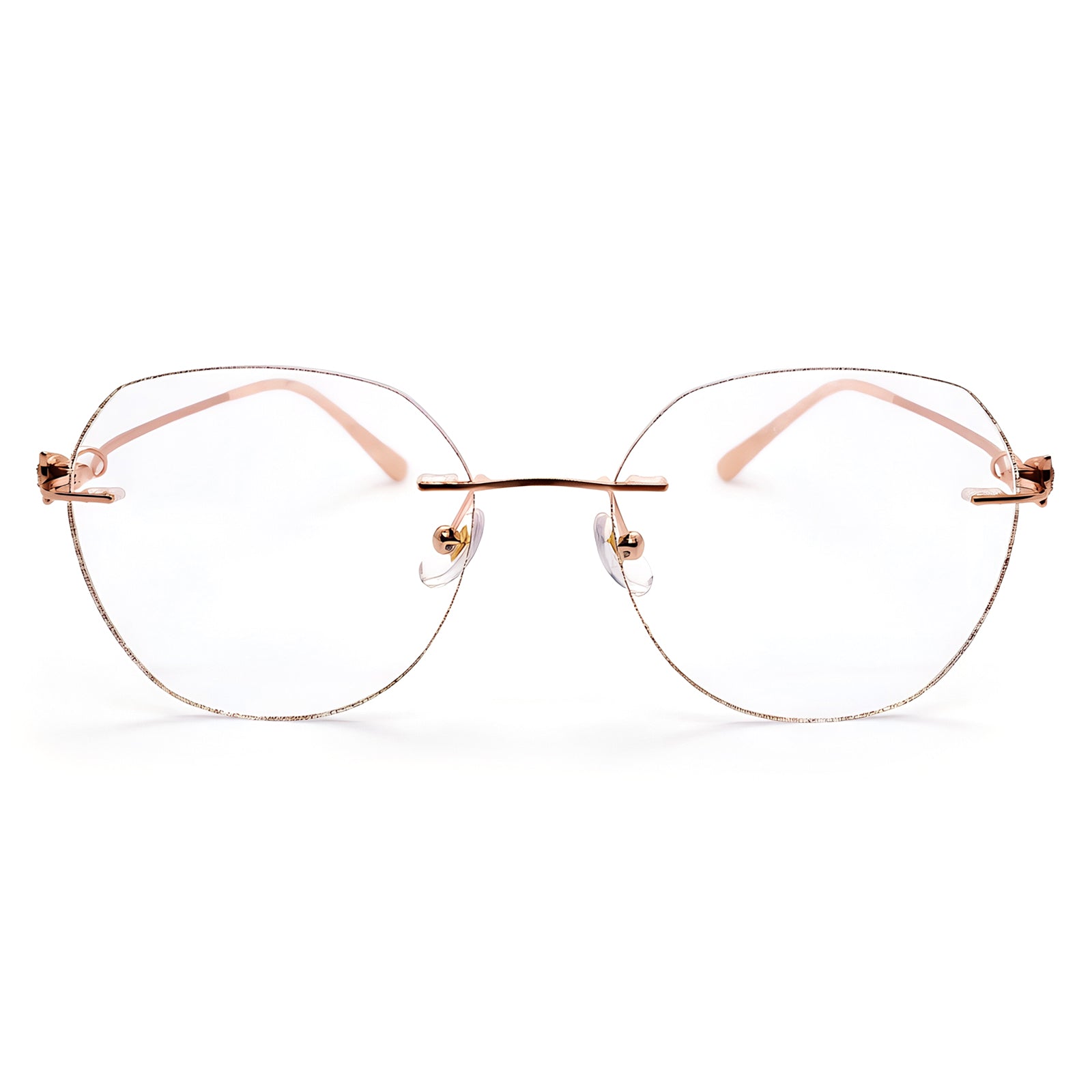Women's Cat Ear Glitter Rimless Anti-Blue Light Eyeglasses