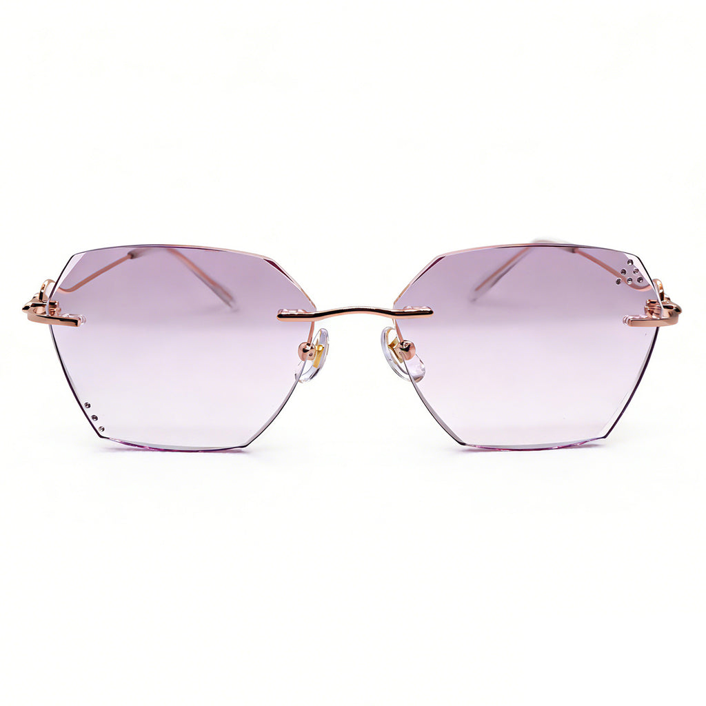 Women's Purple Gradient Polygon Rimless Anti-Blue Light Eyeglasses